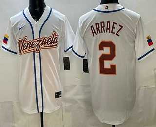 Mens Venezuela #2 Luis Arraez White 2026 World Baseball Classic Cool Base Jersey