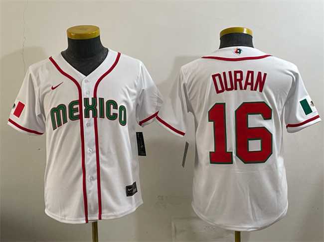 Youth Mexico Baseball #16 Jarren Duran White 2026 World Baseball Classic Home Stadium Stitched Baseball Jersey->2026 world baseball classic->MLB Jersey Youth Mexico Baseball #16 Jarren Duran White 2026 World Baseball Classic Home Stadium Stitched Baseball Jersey->2026 world baseball classic->MLB Jersey
