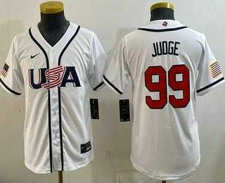 Youth USA #99 Aaron Judge White 2026 World Baseball Classic Cool Base Jersey->2026 world baseball classic->MLB Jersey Youth USA #99 Aaron Judge White 2026 World Baseball Classic Cool Base Jersey->2026 world baseball classic->MLB Jersey