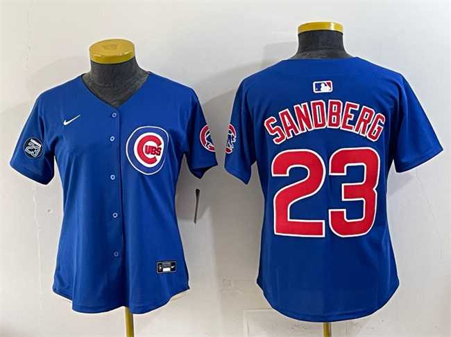 Womens Chicago Cubs #23 Ryne Sandberg Royal Ryne Sandberg Tribute Vapor Limited V2 Stitched Jersey