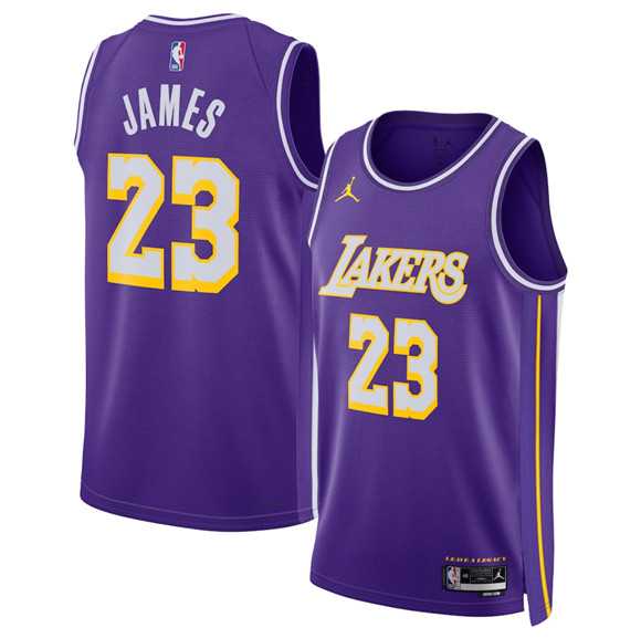 Mens Los Angeles Lakers #23 LeBron James Purple 2025 Statement Edition Stitched Jersey Dzhi
