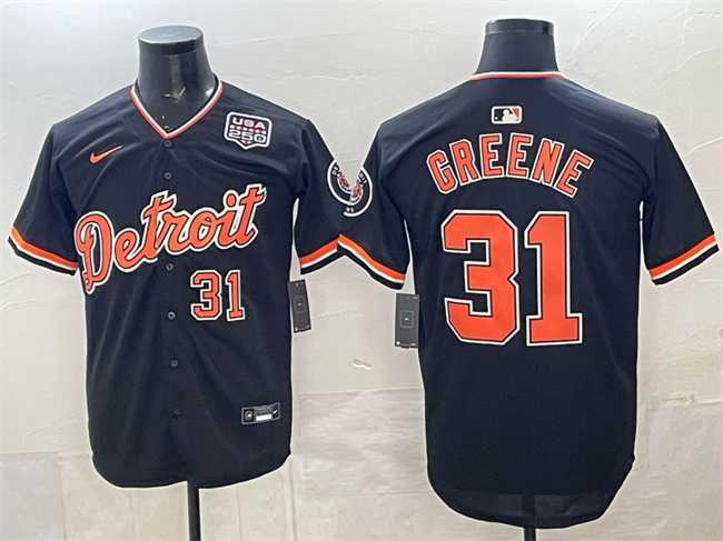 Mens Detroit Tigers #31 Riley Greene Navy 2026 Alternate USA 250 Patch Vapor Premier Limited Stitched Jersey Dzhi