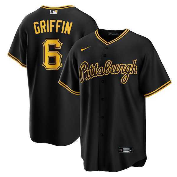 Mens Pittsburgh Pirates #6 Konnor Griffin Nike Black Alternate Replica Jersey Dzhi