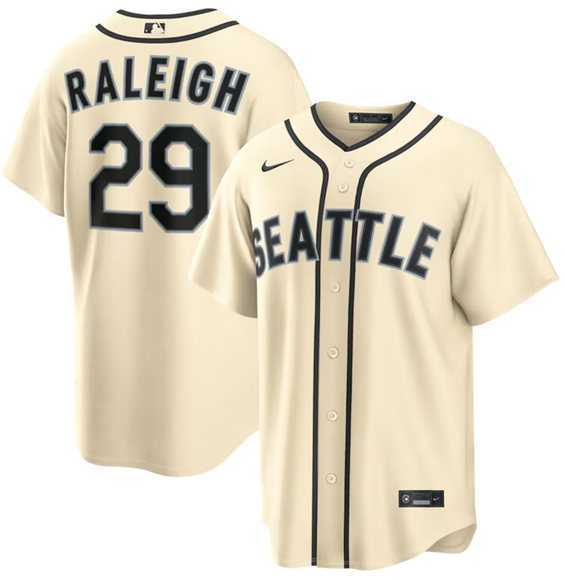 Mens Seattle Mariners #29 Cal Raleigh Cream Alternate Stitched Jersey Dzhi->seattle mariners->MLB Jersey