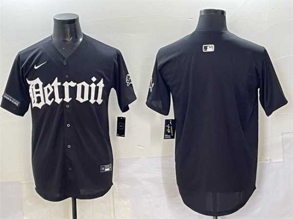 Mens Detroit Lions Blank Black Motor Gothic Edition Vapor Premier Limited Stitched Baseball Jersey