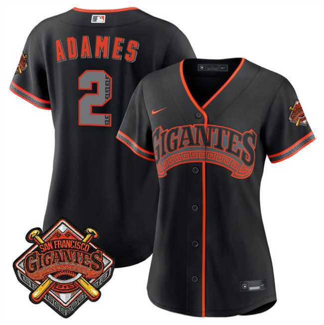 Womens San Francisco Giants #2 Willy Adames Black 2026 Alternate Stadium Stitched Jersey Dzhi->mlb womens jerseys->MLB Jersey