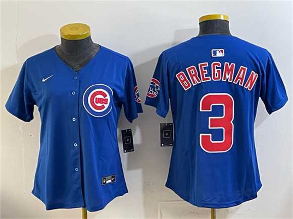 Womens Chicago Cubs #3 Alex Bregman Royal Vapor Limited Stitched Jersey->mlb womens jerseys->MLB Jersey