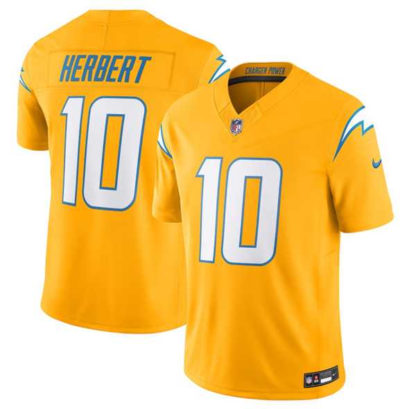 Mens Los Angeles Chargers #10 Justin Herbert Gold 2025 F.U.S.E. AlternateVapor Limited Stitched Jersey