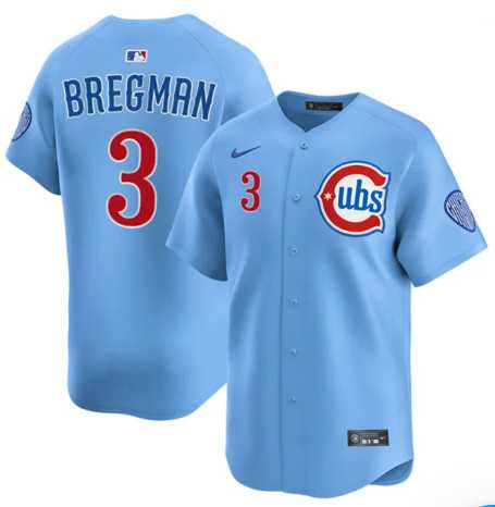 Mens Chicago Cubs #3 Alex Bregman Blue 2nd Alternate Limited Stitched Jersey Dzhi