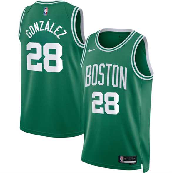 Mens Boston Celtics #28 Hugo Gonzalez Kelly Green 2024 Draft Icon Edition Stitched Jersey Dzhi