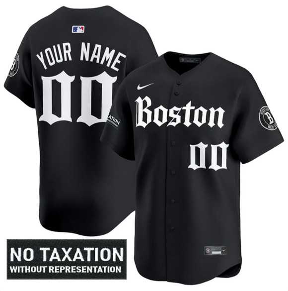Mens Boston Red Sox ACTIVE PLAYER Custom Black Retro Newspaper Edition Vapor Premier Limited Stitched Baseball Jersey