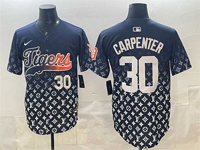 Mens Detroit Tigers #30 Kerry Carpenter Navy With Patch Vapor Premier Limited Stitched Jersey Dzhi
