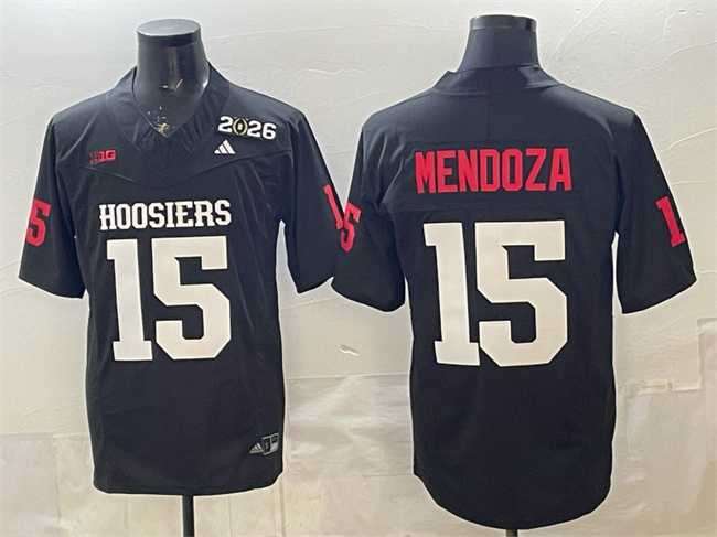 Mens Indiana Hoosiers #15 Fernando Mendoza Black F.U.S.E. 2026 Patch Stitched Basketball Jersey