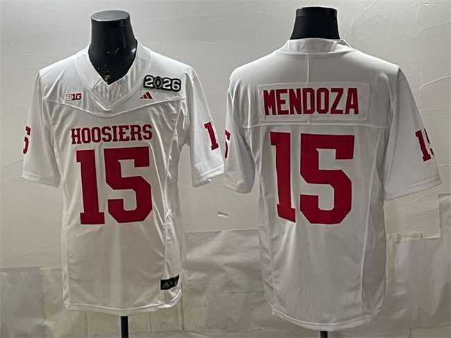 Mens Indiana Hoosiers #15 Fernando Mendoza White F.U.S.E. 2026 Patch Stitched Football Jersey