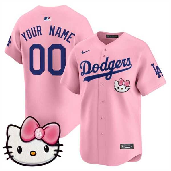 Mens Los Angeles Dodgers ACTIVE PLAYER Custom Pink 2025 Hello Kitty Vapor Premier Limited Stitched Baseball Jersey