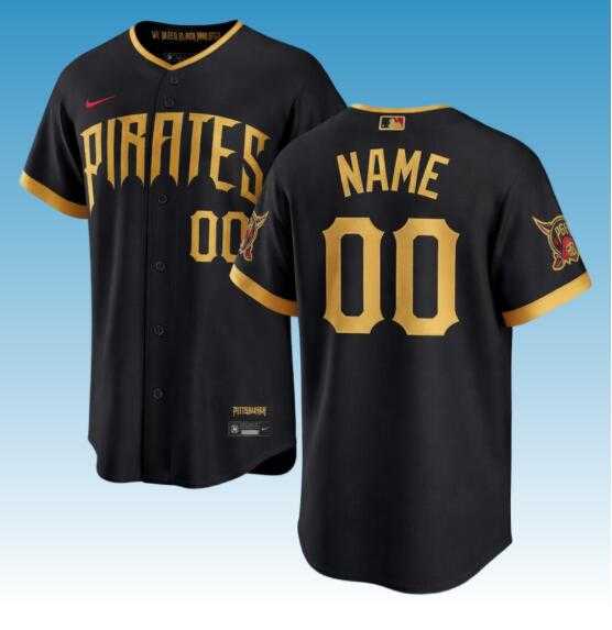 Mens Pittsburgh Pirates Custom Black 2026 City Connect Stadium Stitched Baseball Jersey