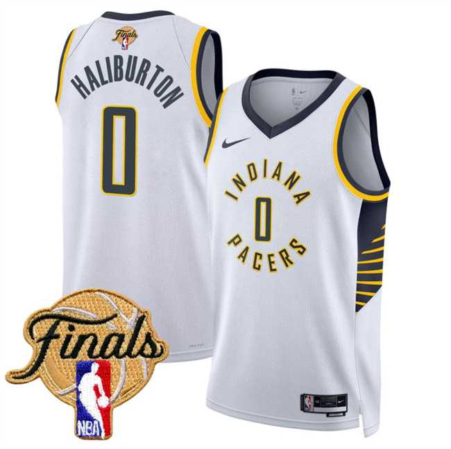 Mens Indiana Pacers #0 Tyrese Haliburton White 2025 Finals Association Edition Stitched Jersey Dzhi