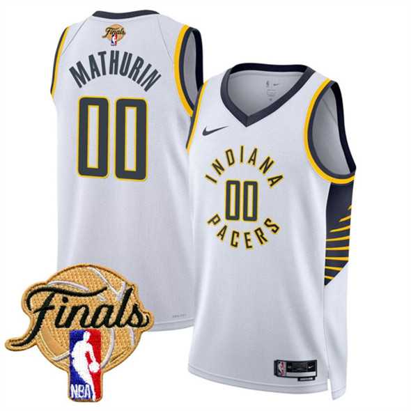 Mens Indiana Pacers #00 Bennedict Mathurin White 2025 Finals Association Edition Stitched Jersey Dzhi