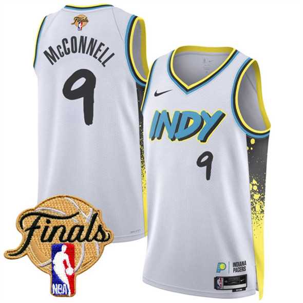 Mens Indiana Pacers #9 T.J. McConnell White 2024-25 City Edition Stitched Jersey Dzhi