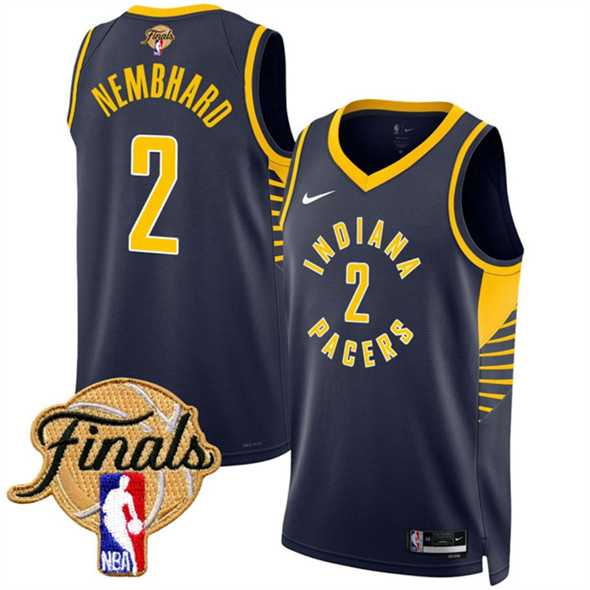Mens Indiana Pacers #2 Andrew Nembhard Navy 2025 Finals Icon Edition Stitched Jersey Dzhi