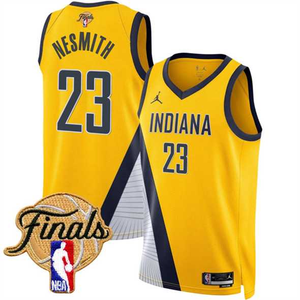 Mens Indiana Pacers #23 Aaron Nesmith Yellow 2025 Finals Statement Edition Stitched Jersey Dzhi