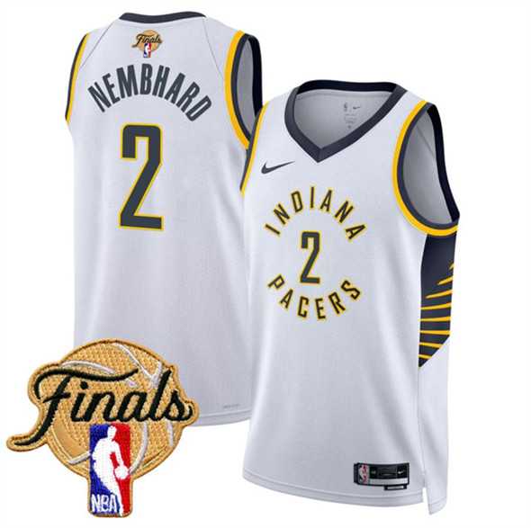 Mens Indiana Pacers #2 Andrew Nembhard White 2025 Finals Association Edition Stitched Jersey Dzhi