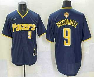 Mens Indiana Pacers #9 TJ McConnell Navy 2025 Finals Vapor Stitched Baseball Jersey