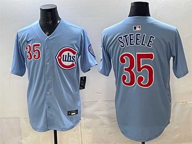 Mens Chicago Cubs #35 Justin Steele Blue 2024 25 2nd Alternate Limited Stitched Jersey->chicago cubs->MLB Jersey