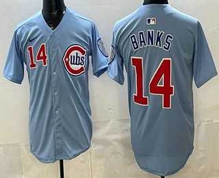 Mens Chicago Cubs #14 Ernie Banks Baby Blue Limited Jersey->chicago cubs->MLB Jersey