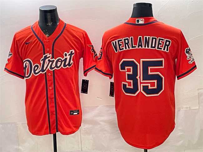 Mens Detroit Tigers #35 Justin Verlander Orange 2026 Cool Base Stitched Baseball Jersey->detroit tigers->MLB Jersey