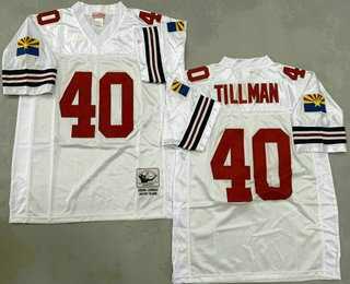 Mens Arizona Cardinals #40 Pat Tillman White Throwback Jersey