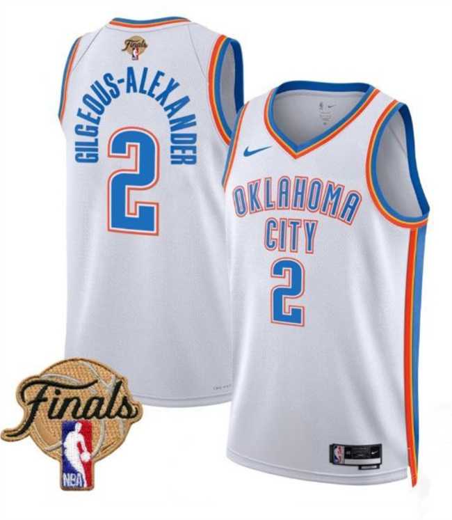 Mens Oklahoma City Thunder #2 Shai Gilgeous-Alexander White 2025 Finals Association Edition Stitched Jersey Dzhi