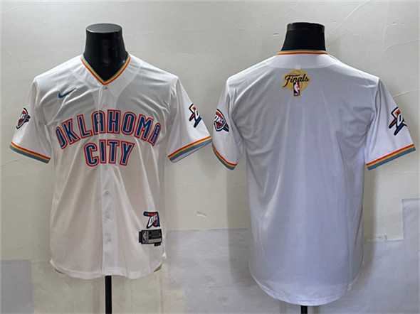 Mens Oklahoma City Thunder Blank White 2025 Finals Vapor Stitched Baseball Jersey->oklahoma city thunder->NBA Jersey