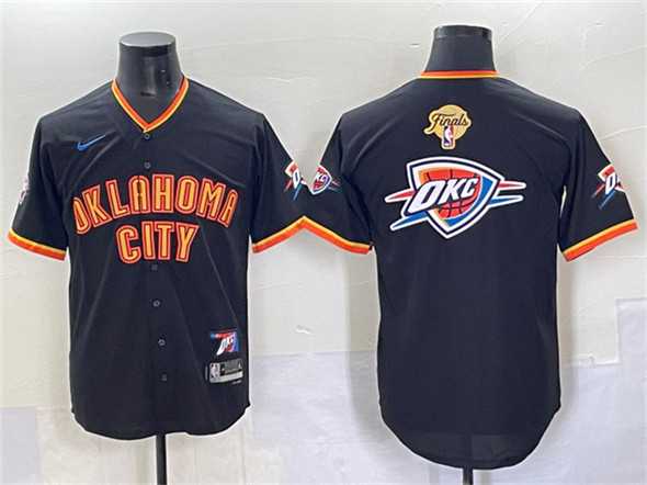 Mens Oklahoma City Thunder Team Big Logo Black 2025 Finals Vapor Stitched Baseball Jersey->oklahoma city thunder->NBA Jersey
