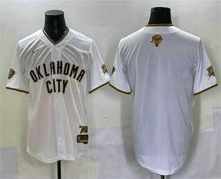 Mens Oklahoma City Thunder Blank White Gold 2025 Finals Vapor Stitched Baseball Jersey->oklahoma city thunder->NBA Jersey