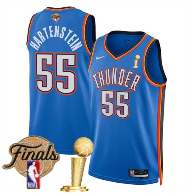 Mens Oklahoma City Thunder #55 Isaiah Hartenstein Blue 2025 Finals Patch And Finals Champions Patch Icon Edition Stitched Jersey Dzhi->oklahoma city thunder->NBA Jersey