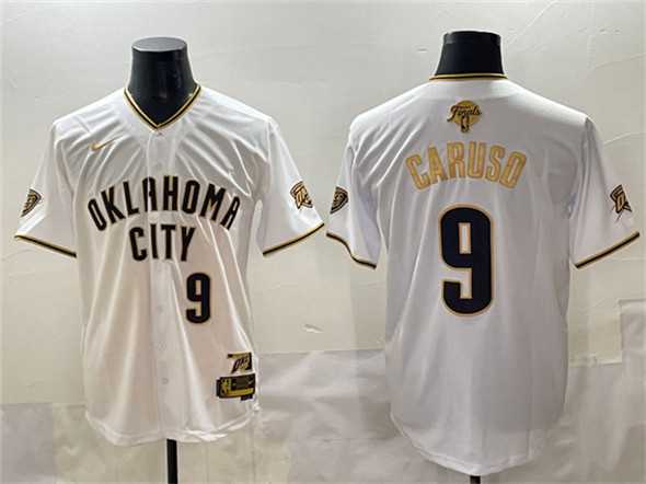 Mens Oklahoma City Thunder #9 Alex Caruso White Gold 2025 Finals Vapor Stitched Baseball Jersey->oklahoma city thunder->NBA Jersey