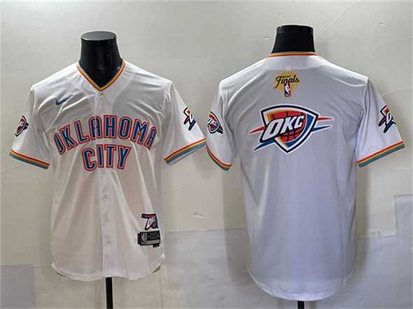 Mens Oklahoma City Thunder Team Big Logo White 2025 Finals Vapor Stitched Baseball Jersey->oklahoma city thunder->NBA Jersey