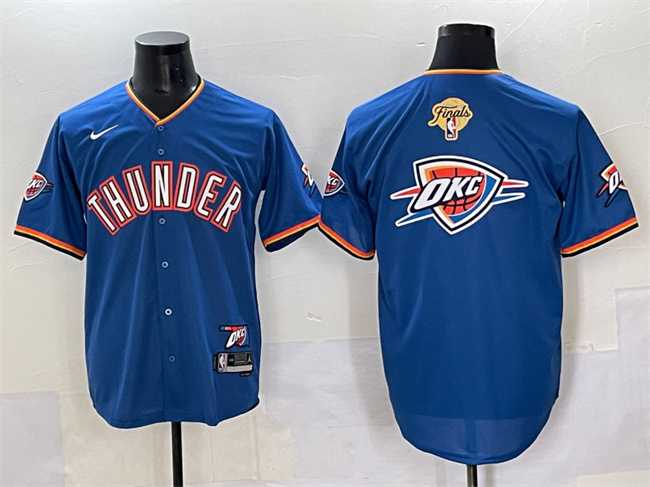 Mens Oklahoma City Thunder Team Big Logo Blue 2025 Finals Vapor Stitched Baseball Jersey->oklahoma city thunder->NBA Jersey
