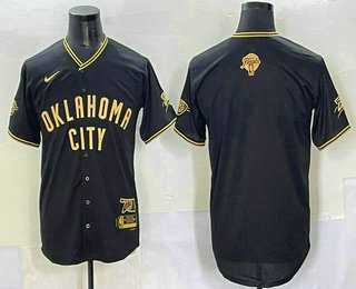 Mens Oklahoma City Thunder Blank Black Gold 2025 Finals Vapor Stitched Baseball Jersey->oklahoma city thunder->NBA Jersey