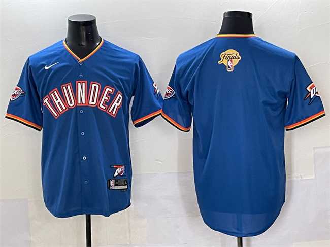 Mens Oklahoma City Thunder Blank Blue 2025 Finals Vapor Stitched Baseball Jersey->oklahoma city thunder->NBA Jersey