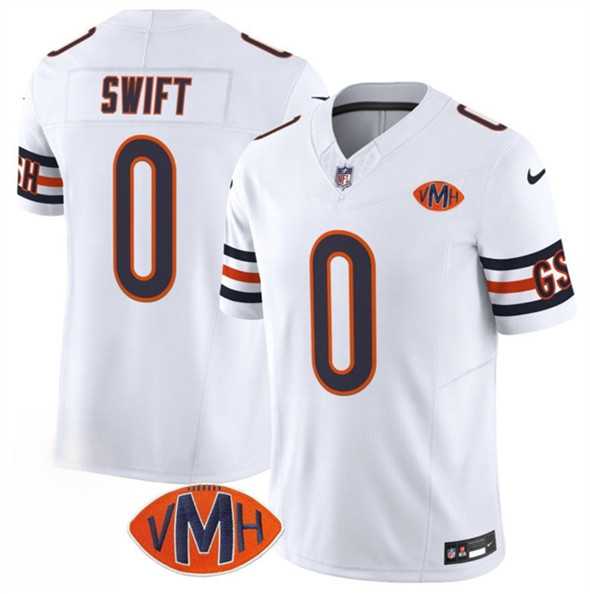 Men & Women & Youth Chicago Bears #0 DAndre Swift White 2025 F.U.S.E. With VMH Patch Vapor Untouchable Limited Stitched Jersey