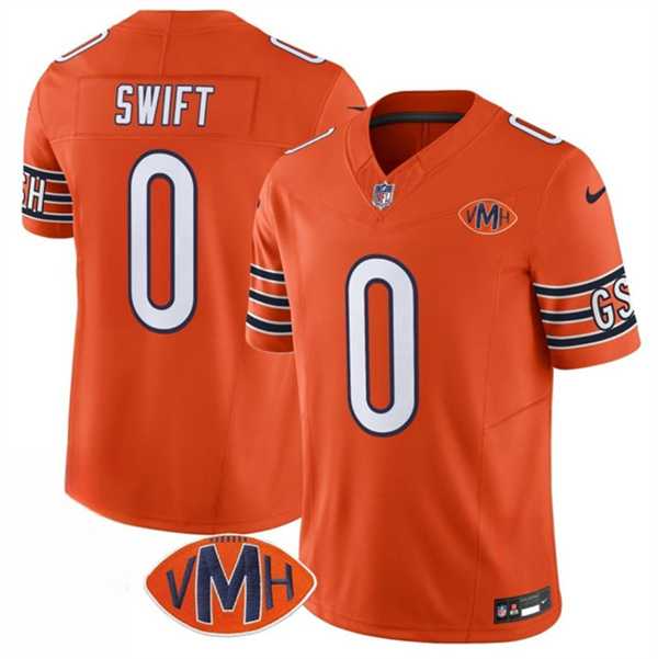 Men & Women & Youth Chicago Bears #0 DAndre Swift Orange 2025 F.U.S.E. With VMH Patch Vapor Untouchable Limited Stitched Jersey