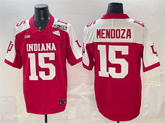 Mens Indiana Hoosiers #15 Fernando Mendoza Red Alternate F.U.S.E. 2026 Patch Stitched Jersey