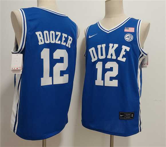 Mens Duke Blue Devils #12 Cameron Boozer Blue Stitched Jersey