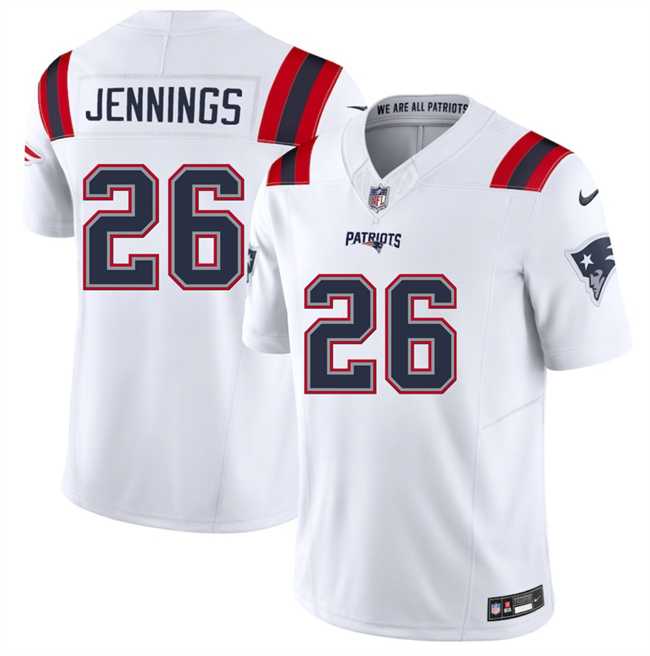 Men & Women & Youth New England Patriots #26 Terrell Jennings White 2025 F.U.S.E. Vapor Limited Stitched Jersey