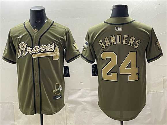Mens Atlanta Braves #24 Deion Sanders Olive 2026 Armed Forces Day Stitched Jersey Dzhi
