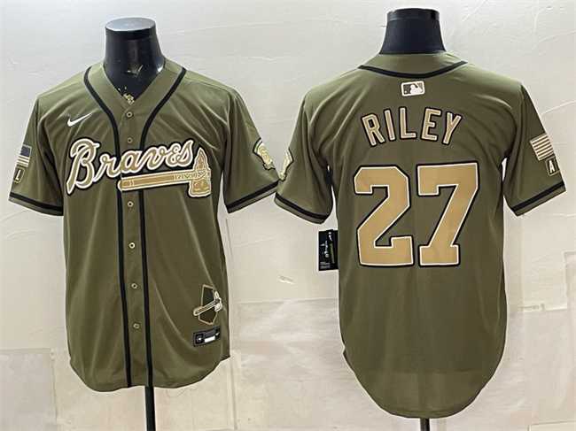 Mens Atlanta Braves #27 Austin Riley Olive 2026 Armed Forces Day Stitched Jersey Dzhi