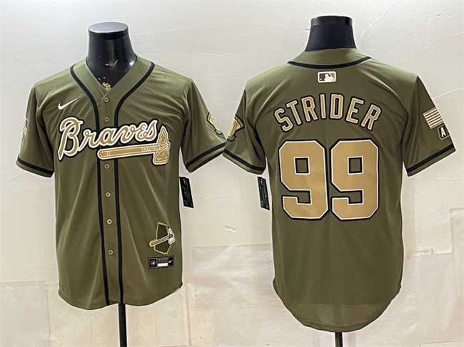 Mens Atlanta Braves #99 Spencer Strider Olive 2026 Armed Forces Day Stitched Jersey Dzhi