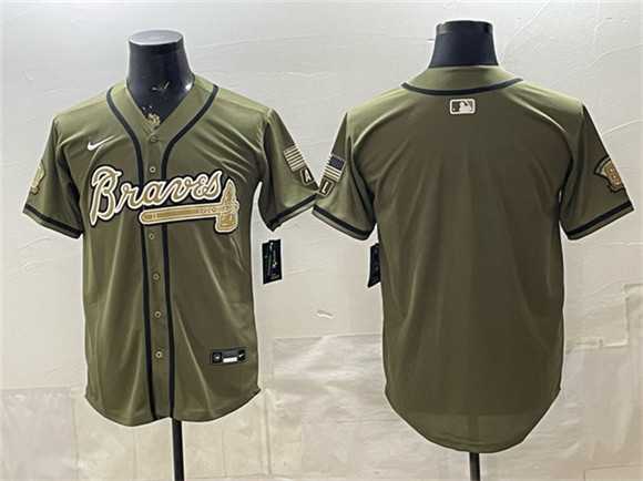 Mens Atlanta Braves Blank Olive 2026 Armed Forces Day Stitched Jersey Dzhi